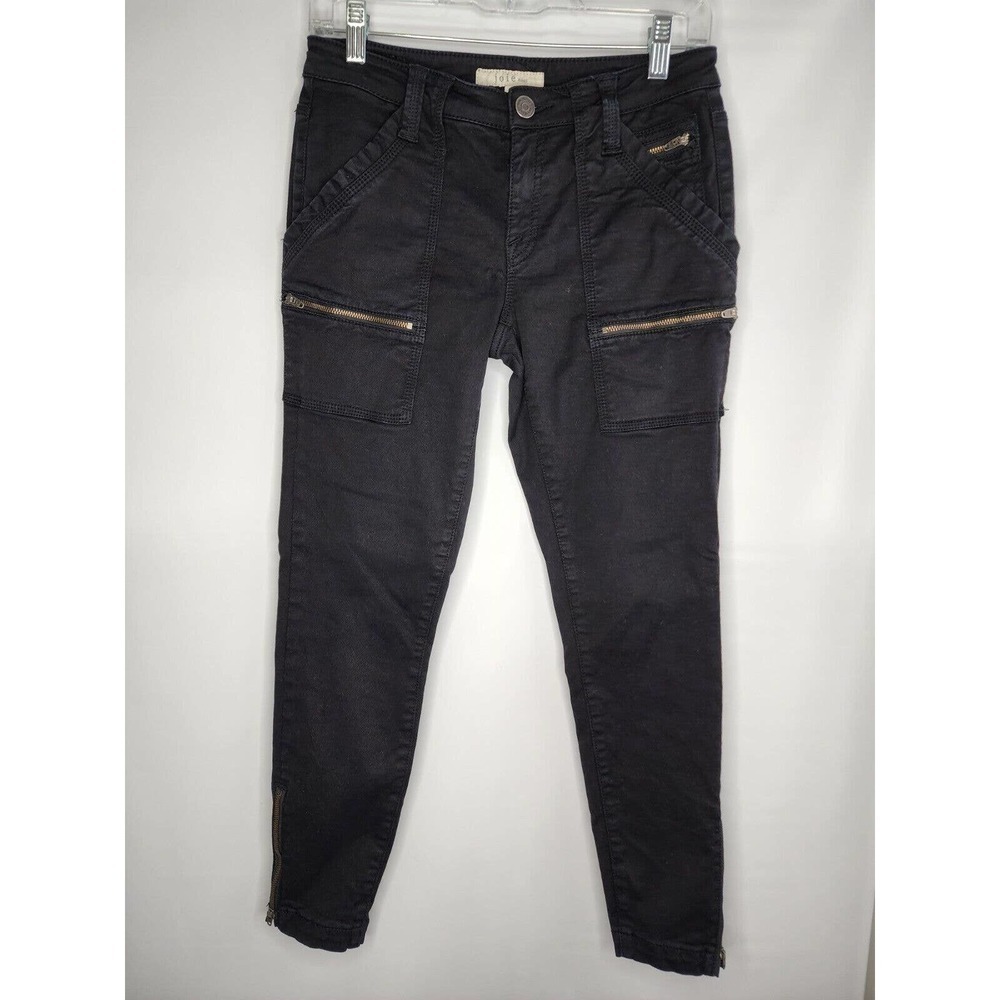 Joie Jeans Park Skinny Capri’s Women’s 27 Black ZIP Leg Stretchy Cargo